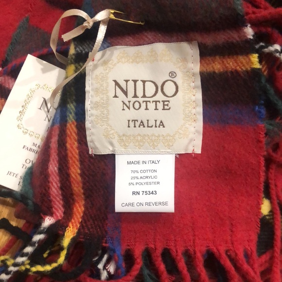 Nido Notte NEW Red Plaid Blanket Made in Italy - Picture 4 of 7